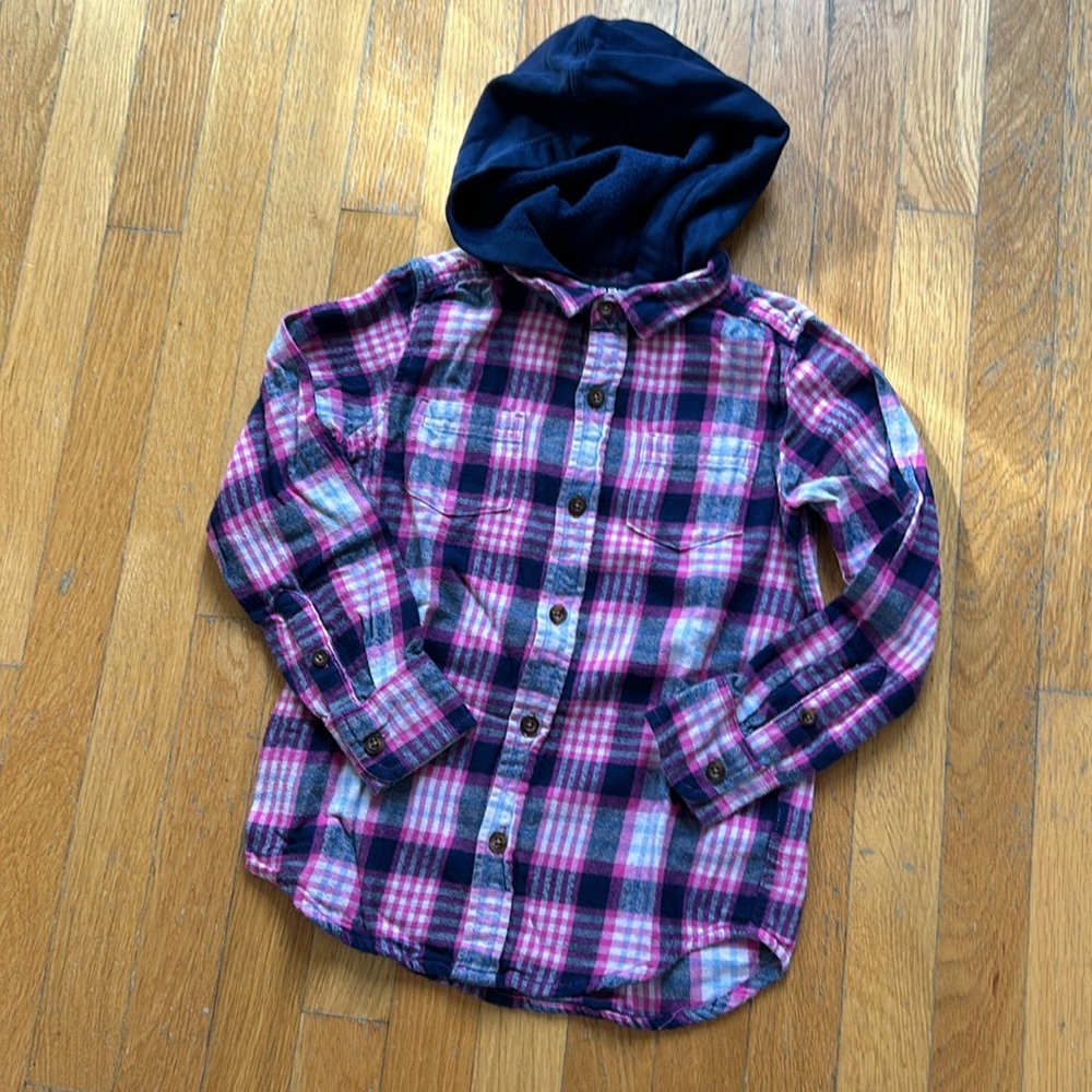 Lands End Hooded Flannel Shirt